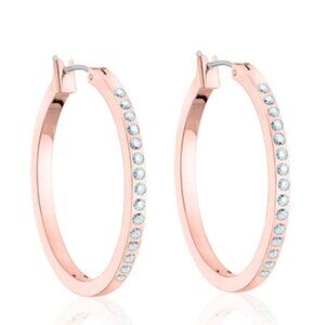 MINICCI Polished Rose Gold Tone Sparkling Crystal Hoop Earrings, Women's Jewelry